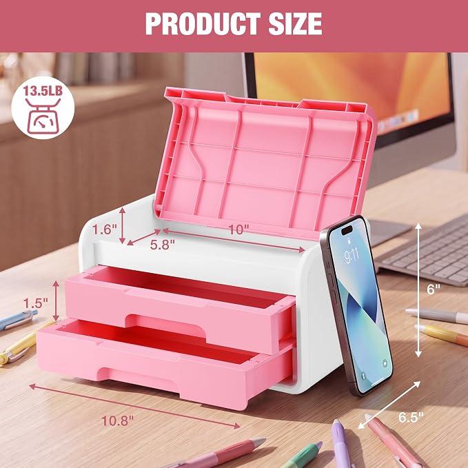 WORKPRO Small Storage Box with 2 Drawers, Flip-Top Lid, Durable ABS Storage - Image 7