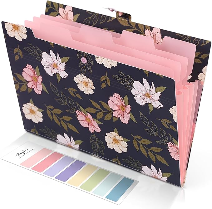 SKYDUE Accordion File Organizer, Floral Expanding File Folders by SKYDUE