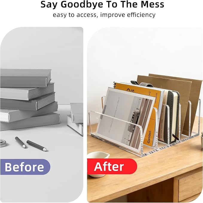 Clear Acrylic Desk Organizer – 5 Compartment Mail Holder & Letter Sorter - Image 5