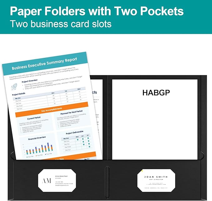 HABGP Two Pocket Folders, 50 Pack 2 Pocket Folders Fit Letter Size Paper - Image 3
