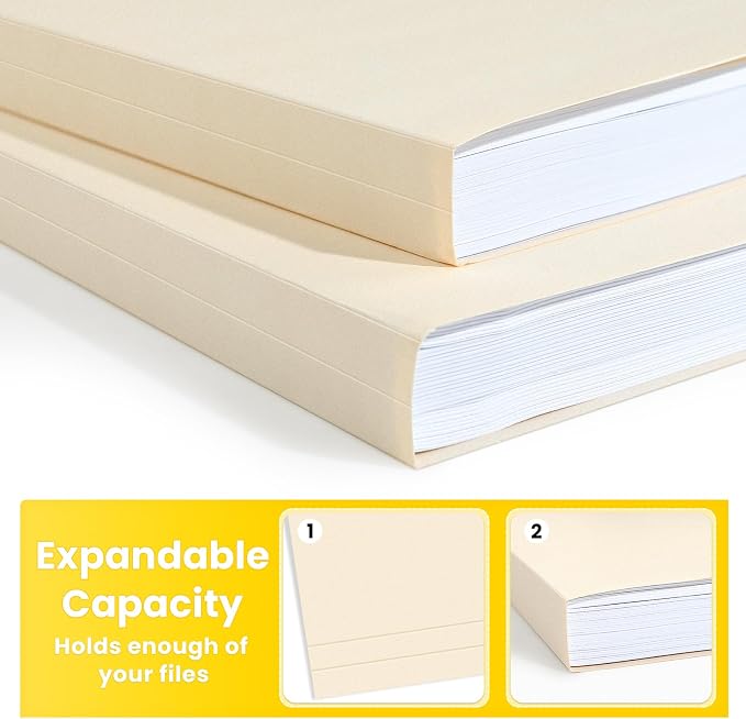 SUNEE Manilla Folders Legal Size, 100 Per Box, Durable Paper File Folders - Image 4