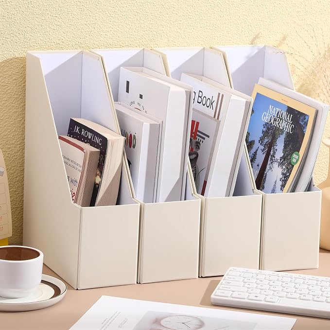 Feifeiya Magazine File Holder Set of 6 Stylish Sturdy Cardboard File Boxes Desk - Image 5