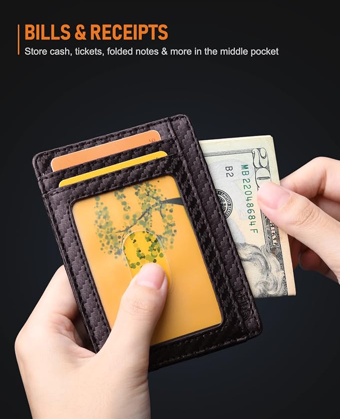 Buffway Slim Minimalist Front Pocket RFID Blocking Leather Wallets - Image 6