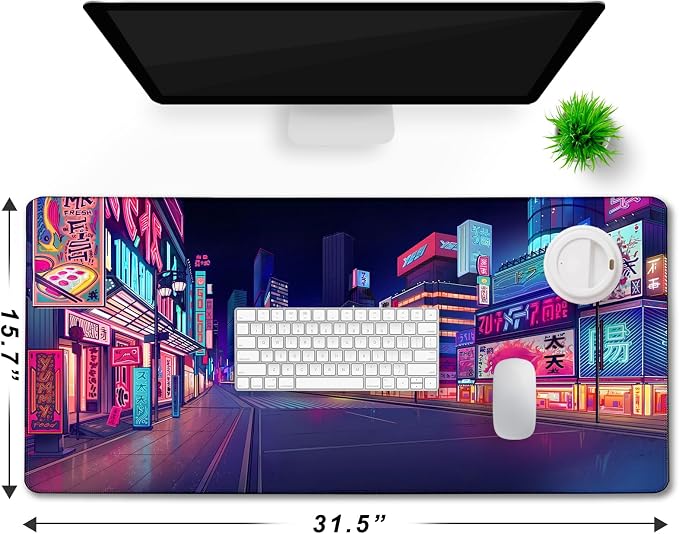 Japanese City Big Desk Mat Large Office Desk Pad, Durable Extended Mouse Mat - Image 6