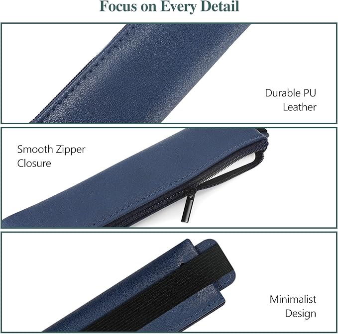 MoKo Elastic Pen Holder for Notebook, 4 Pieces PU Leather Pencil Case - Image 4