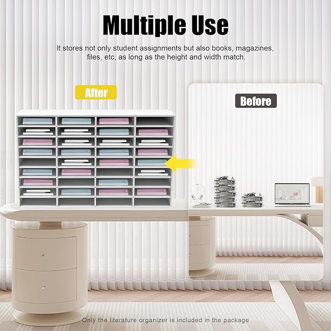 Literature Organizer, Desktop File Sorter Mail Center, Paper Storage Cabinet - Image 3