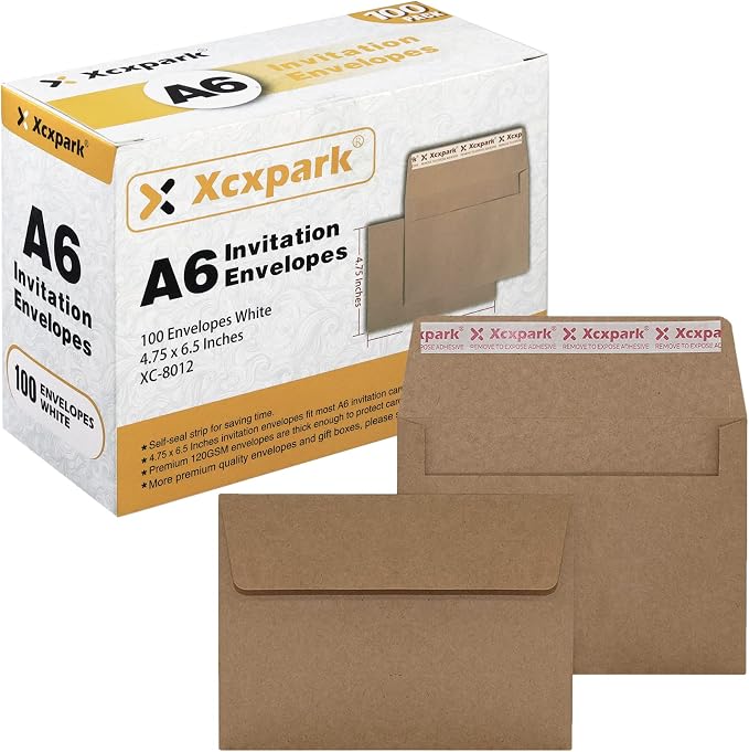Xxcxpark 100 Qty Printable A6 Invitation Envelopes 4.75x6.5 inches Cards by Xxcxpark