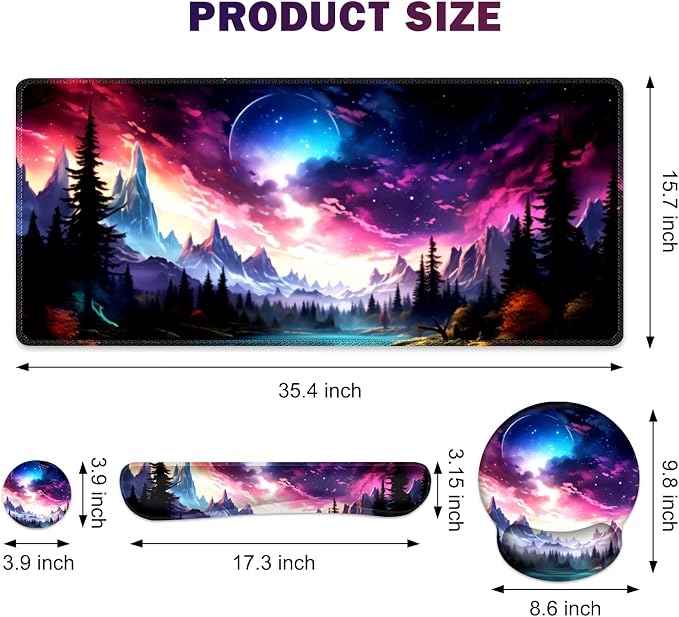 Gaming Mouse Pad, Large Desk Mat, Cute Desk Pad Protector, 4in1 XXL Mousepad + - Image 2