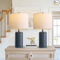PoKat 20.75" Small Blue Table Lamps, Farmhouse Bedside Lamps by Pokat