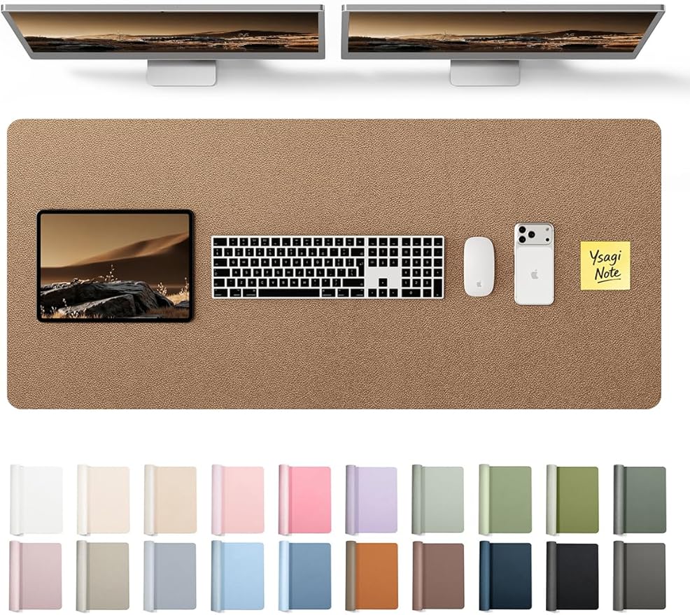 YSAGi Leather Desk Pad Protector, Office Desk Mat, Large Mouse Pad, Non-Slip PU by YSAGi