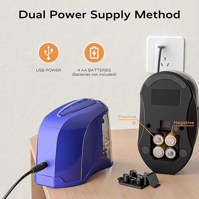 STAGEEK Electric Pencil Sharpener, Plug in or USB/Battery Operated. Works - Image 5