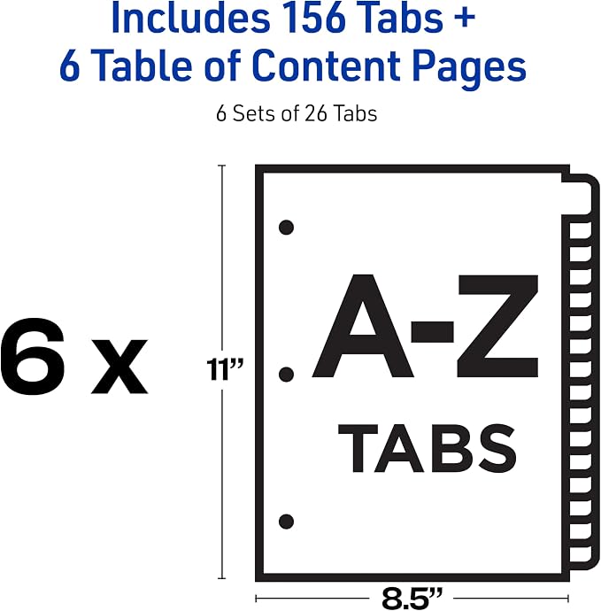 Avery A-Z Dividers for 3 Ring Binders, 26 Tabs per Set, Customizable Table of - Image 5