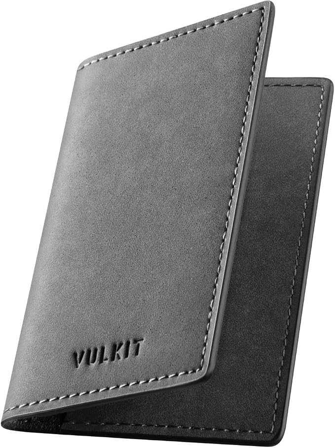 VULKIT Leather Business Card Holder 2 Sided Slim Business Name Card Organizer by VULKIT