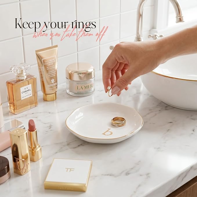 Ceramic Jewelry Tray, Personalized Initial Jewelry Dish - Image 5