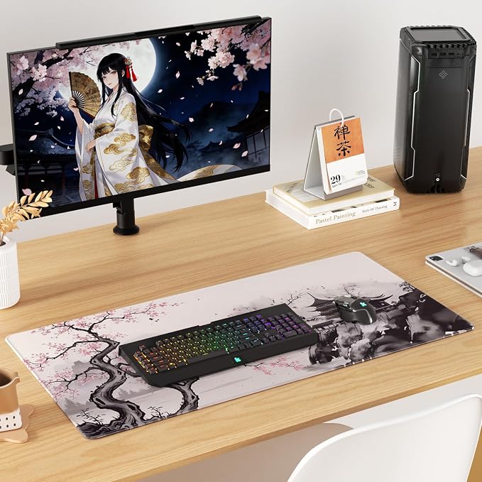 KTRIO Large Gaming Mouse Pad, Desk Mat, 31.5 x 15.7 in, Zen Sakura, XXL | - Image 6