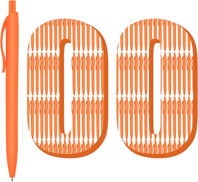deegtran 100 Pack Orange Barrel Retractable Medium Point Ballpoint Pens by DEEGTRANPENS