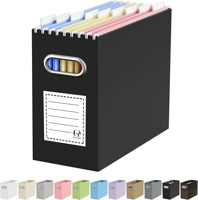 Oterri File Organizer Box, Portable Collapsible Cardboard File Folder Organizer by Oterri