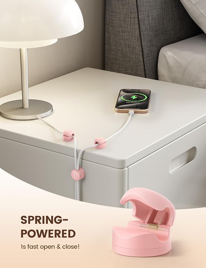 Lamicall 6 Pack Rotatable Spring Cord Organizer, Women Girls Adhesive Cable - Image 5