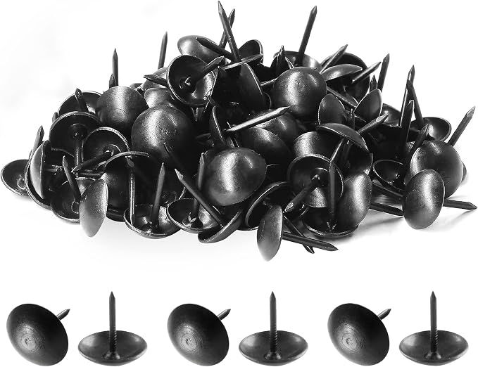 Piutouyar 200 Pcs Black Upholstery Tacks Antique Metal Thumb Tacks Round Head by Piutouyar