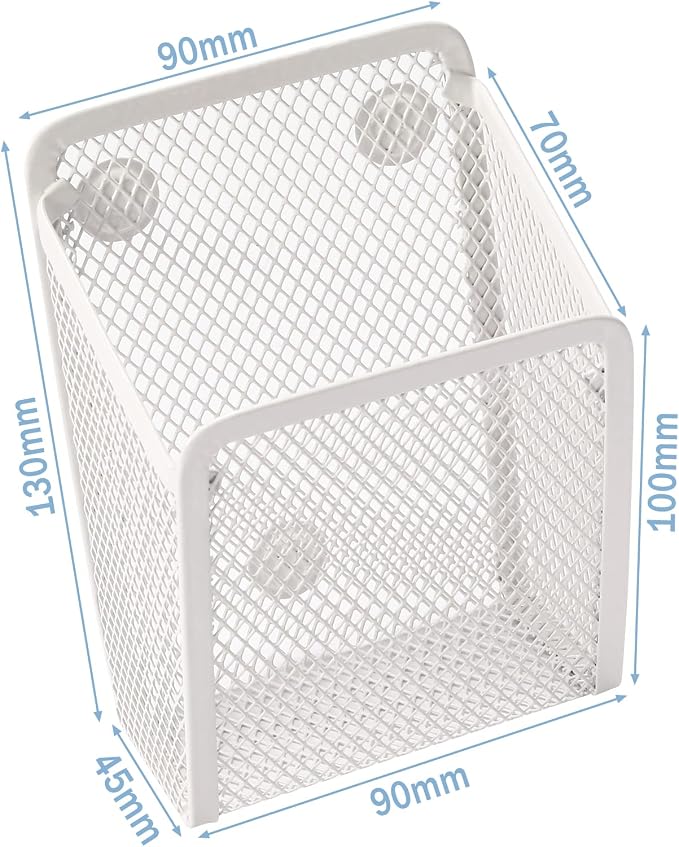 Magnetic Pencil Holder, Mesh Stainless Steel Pen Basket, Metal Writing Utensil - Image 3