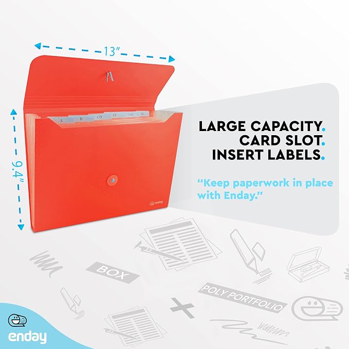 Accordion File Organizer Red, 7 Pocket Expanding File and Cover Folder - Image 5