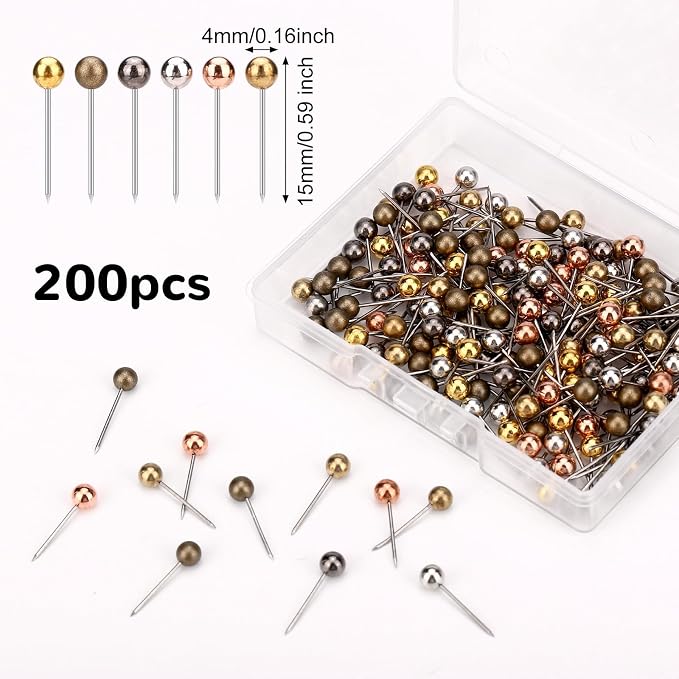 XIHIRCD 200pcs Map Push Pins, Round Head Map Pins - Image 2