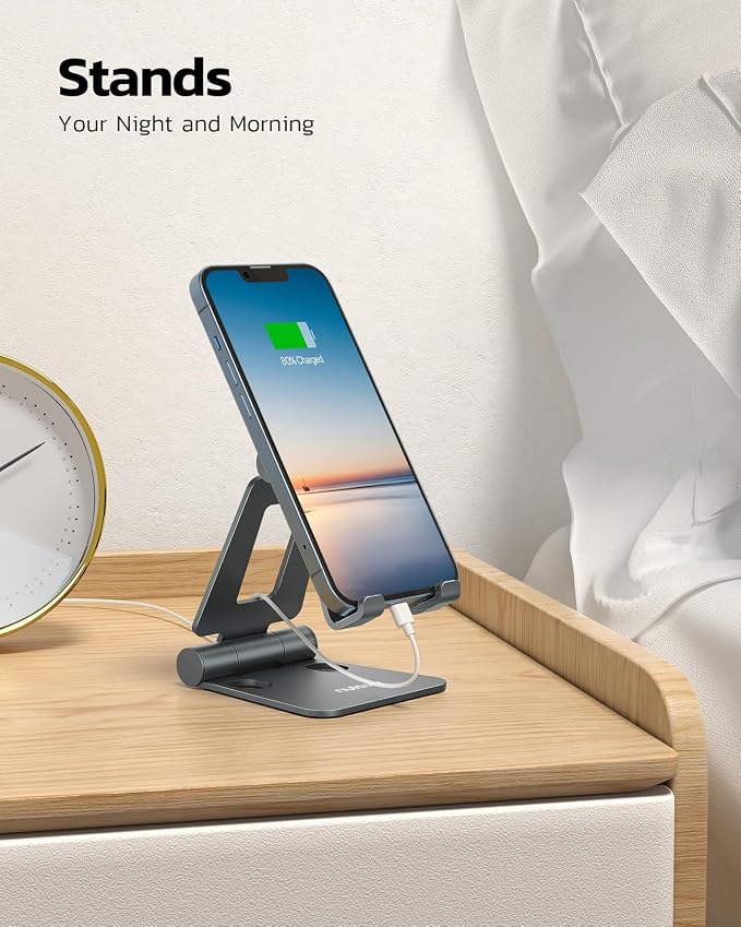 Nulaxy Dual Folding Cell Phone Stand, Fully Adjustable Foldable Desktop Phone - Image 2