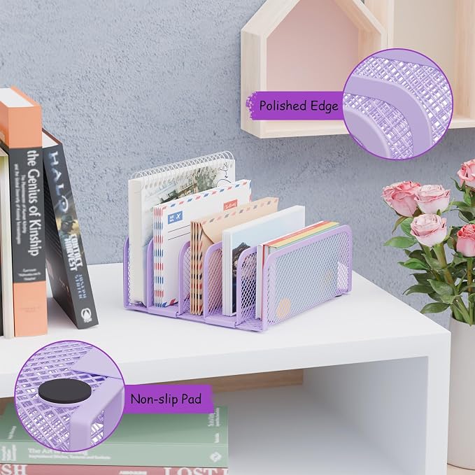 Mail Organizer Countertop, Metal File Holder - Image 3