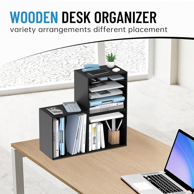 5-Tier Wood Desk Organizer, Paper Tray Organizer - Image 2