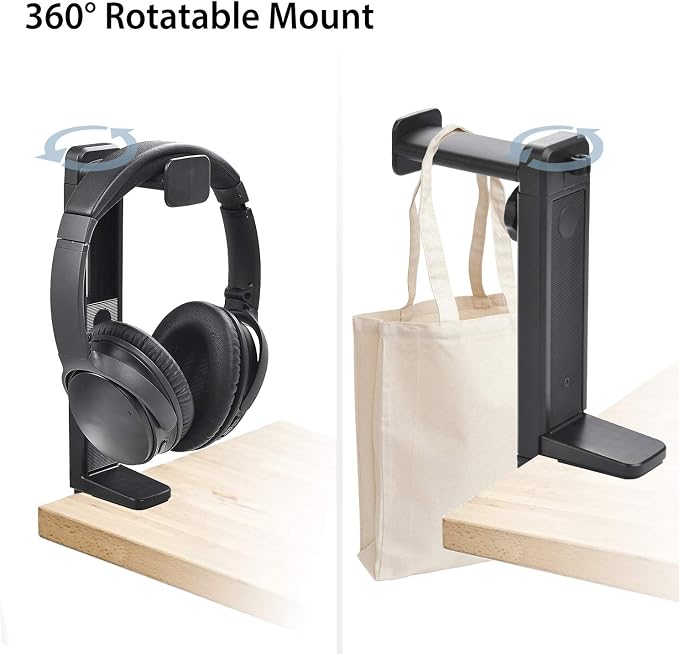 NEETTO HS906 Headphone Stand & Hanger 2 in 1, Above & Under Desk Gaming Headset - Image 3