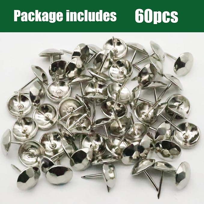60pcs Upholstery Tacks for Furniture, Metal Upholstery Nails Decorative Thumb - Image 5