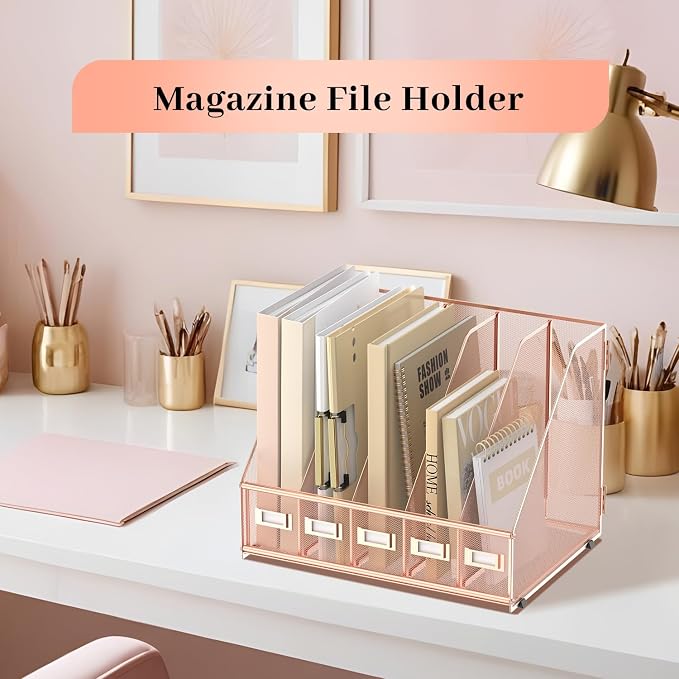 SUPEASY Desk Organizers Metal Desk Magazine File Holder - Image 2