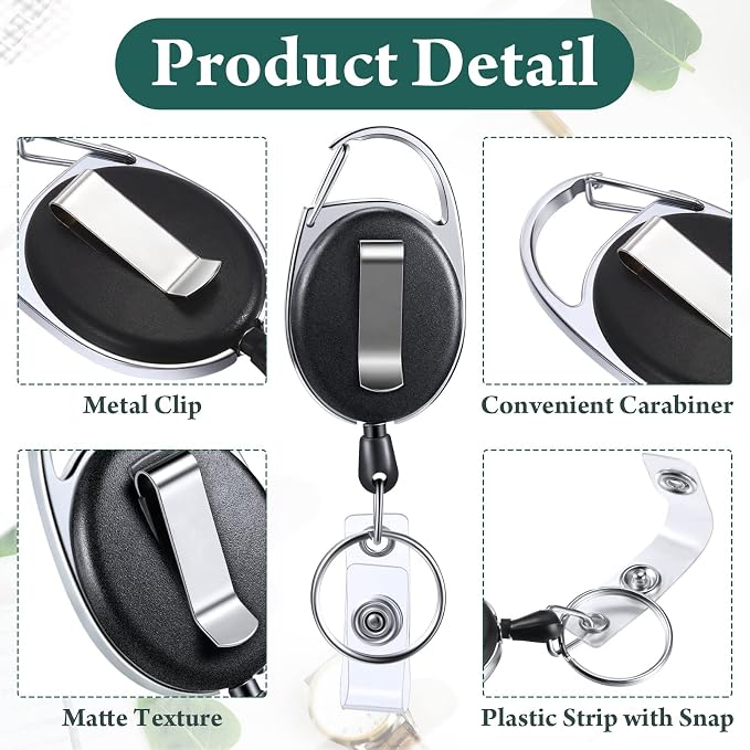 Honoson 50 Pcs Heavy Duty Retractable Badge Reels Batch ID Badge Holder - Image 3
