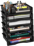 6 Pack Office Stackable Letter Tray, Plastic Stackable Paper Storage Basket Tray by Yarebest