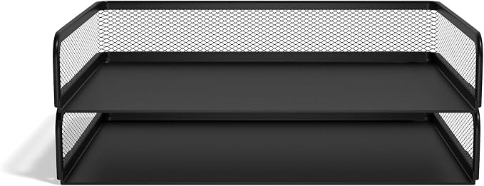 TRU RED Side‑Load Stackable Metal Letter Tray, Matte Black, 2‑Pack – Desktop - Image 2