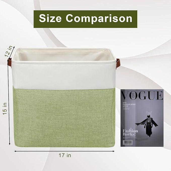 Bagnizer Large Fabric Storage Baskets | 50L Storage Bins, Decorative Linen - Image 3