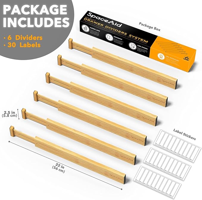 SpaceAid Bamboo Drawer Dividers - Image 3