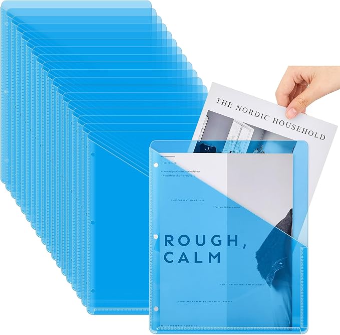 Seajan 48 Pcs Pocket Folders for 3 Ring Binder Clear Plastic Folders Sleeves by Seajan