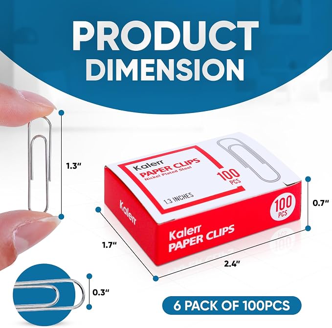 Kalerr Paper Clips, Premium Paper Clip, 1-2/7" Silver Paper Clips Medium - Image 2