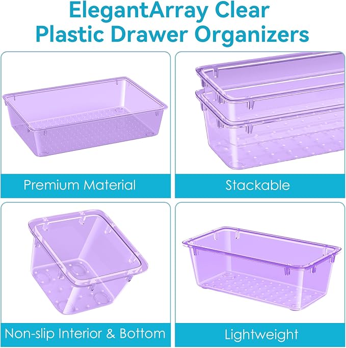 ElegantArray 12-Piece Drawer Organizer Set, 4 Sizes Versatile Plastic Vanity - Image 4