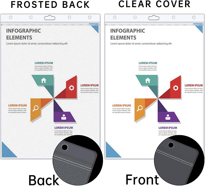 AKONEGE 6PCS Hard Sheet Protectors 8.5" x 11" Waterproof Resealable Zip Paper - Image 6