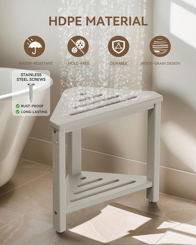 Shower Foot Rest 15in, HDPE Waterproof Shower Stool - Image 4