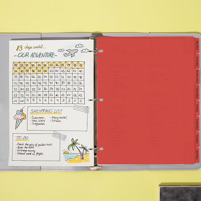 Dark Red Binder Dividers, 8-Tab Sturdy Plastic Dividers, Binder Dividers - Image 4