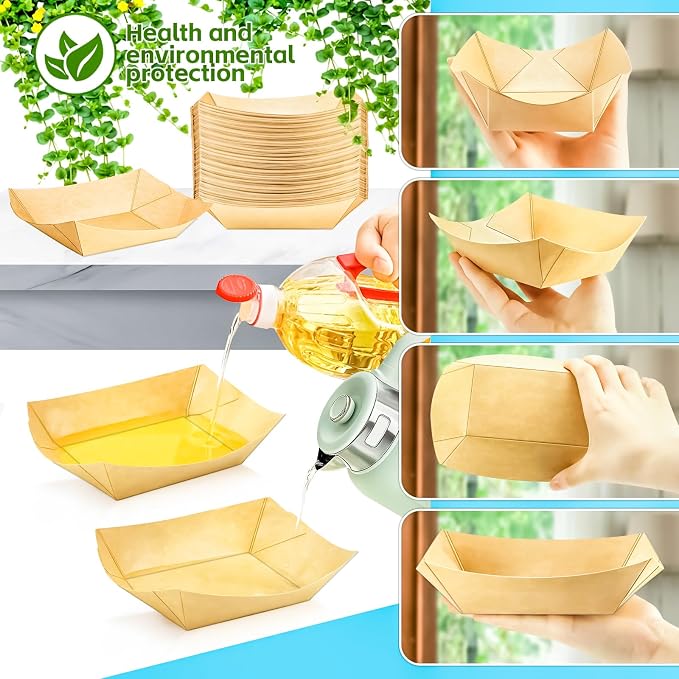 40 Pack 1Lb Paper Food Boat Trays Disposable Paper Boats Bowls Containers - Image 3
