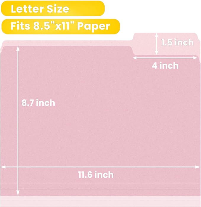 SUNEE File Folders, 120 Pack Manilla Folders 8.5 x 11, Colored File Folders - Image 2