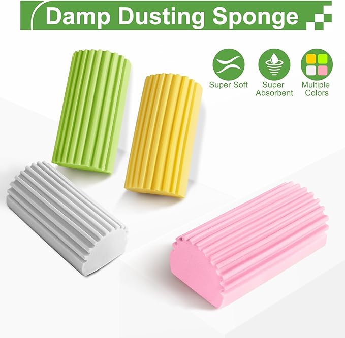 Jeymei 4-Pack Damp Clean Duster Sponge, Sponge Cleaning Brush, Duster - Image 6