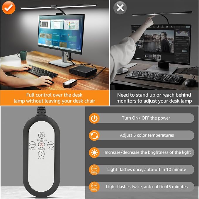 ShineTech LED Desk Lamp for Home Office, Ultra Bright Clamp Light - Image 8