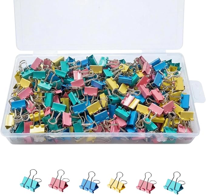 260Pcs Mini Binder Clips Assorted Colored, 0.59 in/15mm Small Binder Paper by Unknown