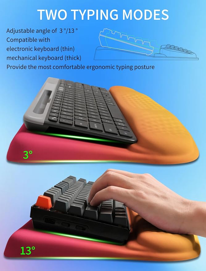 Ergonomic Wave Wrist Rest with Keyboard Stand, Cushioned Palm Rest, Comfortable - Image 2