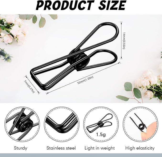 100 Pcs Paper Clips Metal Wire Hollow Out Clothespins Multi Purpose Utility - Image 2